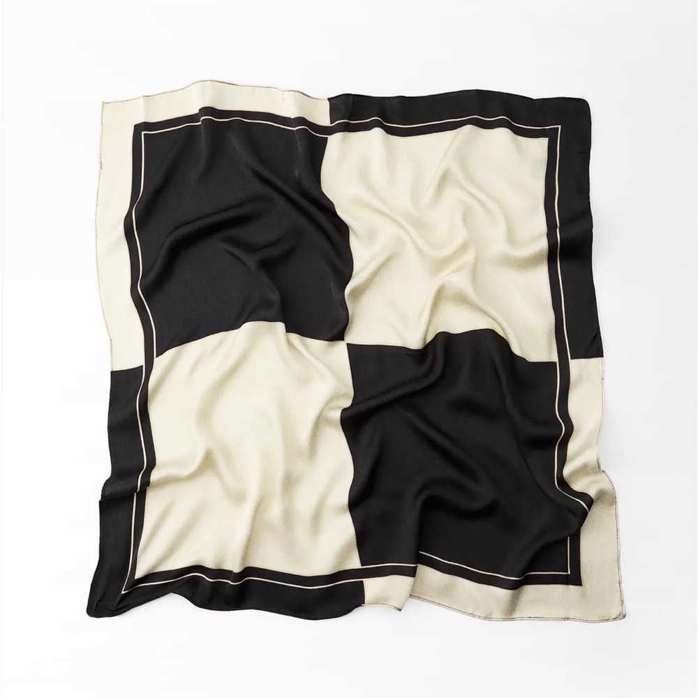 Black and Cream Plaid Scarf